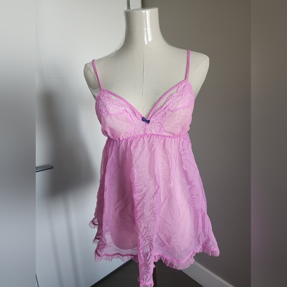 Victoria Secret sheer pink tule babydoll - Picture 3 of 6